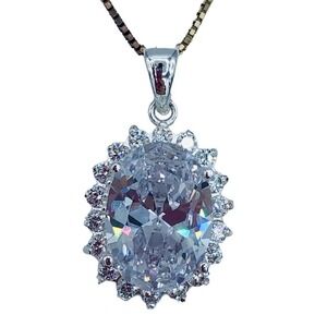 JC 925 Sterling Silver Cz Lab Created Sapphire pendant Necklace